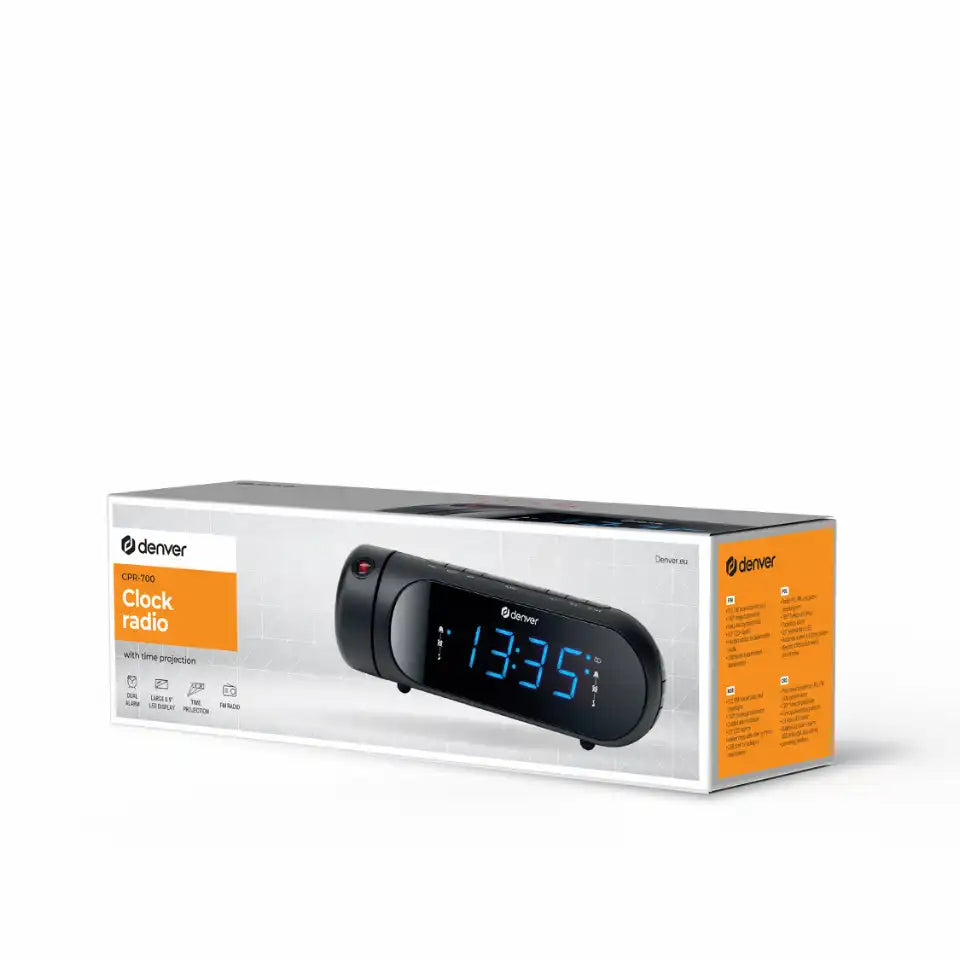 Radio reloj Denver con proyección y doble alarma | CPR-700